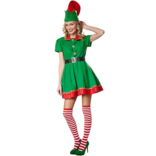 dressforfun 900574 Damenkostüm Fleißige Weihnachtselfe, Weihnachtliches Kostüm in Rot & Grün -diverse Größen (L | Nr. 302760) von dressforfun
