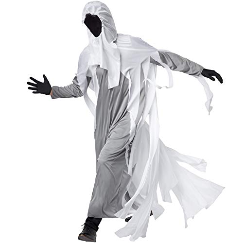 dressforfun 900576 - Herrenkostüm Schauerlicher Geist, Weißes Geisterkostüm mit grauen und schwarzen Akzenten (XL | Nr. 302771) von dressforfun