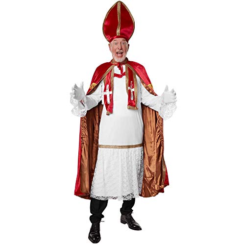dressforfun 900841 St. Nikolaus Kostüm, heiliger Bischof Weihnachts Kostüm Set, mit Umhang, Kopfbedeckung und Handschuhe, dunkelrot - diverse Größen - (L | Nr. 303460) von dressforfun