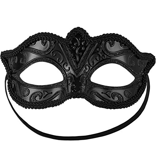 dressforfun 900881 Venezianische Maske für Damen, Augenmaske mit Muster und Zierborte für Maskenball Party Fasching Karneval Halloween - diverse Farben - (schwarz | Nr. 303529) von dressforfun
