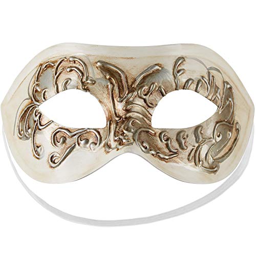 dressforfun 900882 Venezianische Maske für Damen und Herren, Augenmaske mit Verzierung für Maskenball Fasching Karneval Halloween Maskerade Party - diverse Farben - (beige | Nr. 303533) von dressforfun