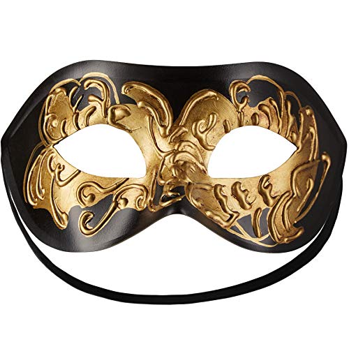 dressforfun 900882 Venezianische Maske für Damen und Herren, Augenmaske mit Verzierung für Maskenball Fasching Karneval Halloween Maskerade Party - diverse Farben - (schwarz-gold | Nr. 303530) von dressforfun
