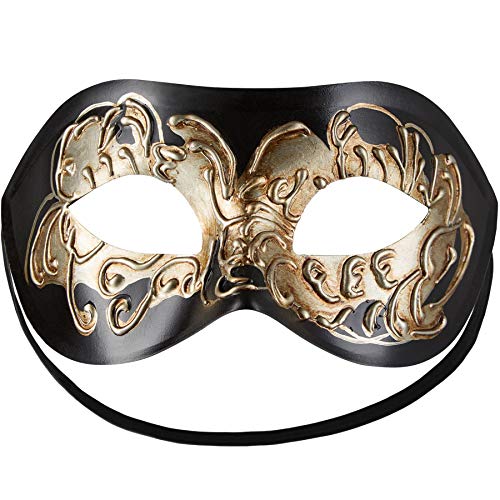 dressforfun 900882 Venezianische Maske für Damen und Herren, Augenmaske mit Verzierung für Maskenball Fasching Karneval Halloween Maskerade Party - diverse Farben - (schwarz | Nr. 303532) von dressforfun
