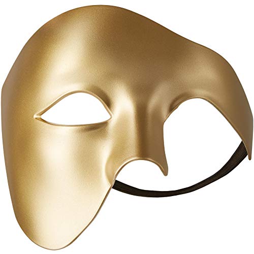 dressforfun 900885 Venezianische Maske für Herren, einfarbige Augenmaske Phantom, Hälfte Gesicht Maskerade für Ball Party Oper Fasching Kostüm Halloween - diverse Farben - (gold | Nr. 303538) von dressforfun
