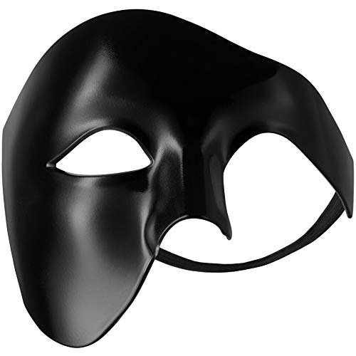 dressforfun 900885 Venezianische Maske für Herren, einfarbige Augenmaske Phantom, Hälfte Gesicht Maskerade für Ball Party Oper Fasching Kostüm Halloween - diverse Farben - (schwarz | Nr. 303539) von dressforfun