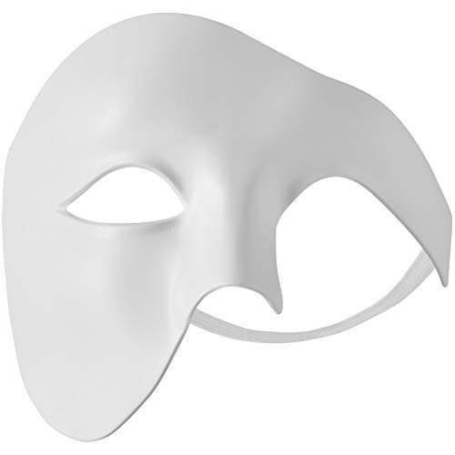 dressforfun 900885 Venezianische Maske für Herren, einfarbige Augenmaske Phantom, Hälfte Gesicht Maskerade für Ball Party Oper Fasching Kostüm Halloween - diverse Farben - (weiß | Nr. 303540) von dressforfun