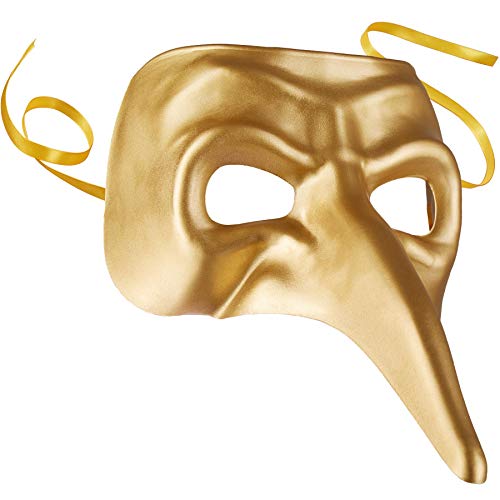 dressforfun 900890 Venezianische Maske mit langer Nase, Unisex Schnabelmaske, einfarbige Augenmaske für Maskenball Party Fasching Karneval Halloween - diverse Farben - (gold | Nr. 303556) von dressforfun