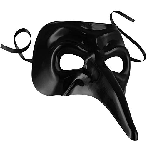 dressforfun 900890 Venezianische Maske mit langer Nase, Unisex Schnabelmaske, einfarbige Augenmaske für Maskenball Party Fasching Karneval Halloween - diverse Farben - (schwarz | Nr. 303554) von dressforfun