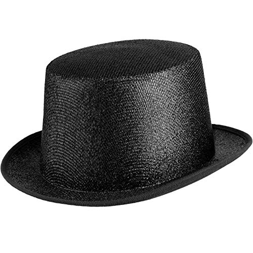 dressforfun 901029 Unisex Glitzer Zylinder Show Hut, nach oben gewölbte Krempe, stabile Form - diverse Farben - (schwarz | Nr. 304581) von dressforfun