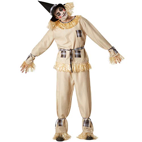 dressforfun 901035 Vogelscheuche Kostüm, Strohpuppe Verkleidung für Damen Herren, mit Hut und Kunststroh, für Fasching Karneval Halloween, beige - diverse Größen - (M | Nr. 304601) von dressforfun