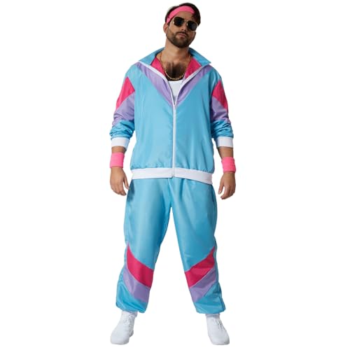 dressforfun lustige Kostüme, Jogginganzug Herren Set, Trainingsanzug, Faschingskostüme, Karneval Kostüm Herren, Gruppen Kostüm, Partnerkostüme Erwachsene, Faschingskostüme Männer, 80er 90er - L von dressforfun