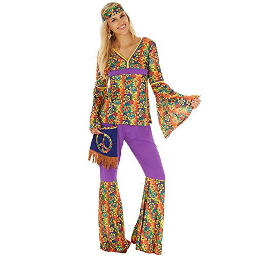 dressforfun Hippie Kostüm Set, 60er Jahre Kostüm, 70er Mode, Kostüm Hippie Frau, Hippie-Kostüm, Flower Power Kostüm, Hippie Damen, Schlaghose, Damen Hippie, Kostüme Fasching Damen - S von dressforfun