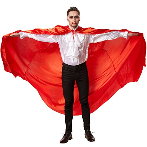 dressforfun Mystischer Umhang mit Kapuze | Passend zu vielen Kostümen (Rot 158 cm | Nr. 301861) von dressforfun
