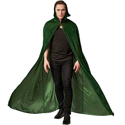 dressforfun Samt-Umhang mit Kapuze | Passend zu vielen Kostümen (Grün 116 cm | Nr. 301866) von dressforfun