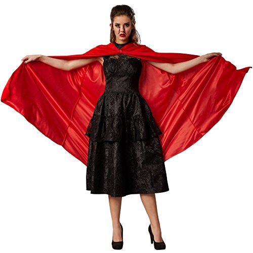 dressforfun Samt-Umhang mit Kapuze | Passend zu vielen Kostümen (Rot 116 cm | Nr. 301864) von dressforfun