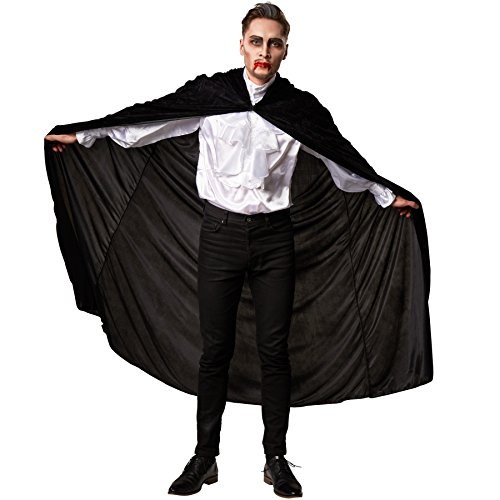 dressforfun Samt-Umhang mit Kapuze | Passend zu vielen Kostümen (Schwarz 116 cm | Nr. 301862) von dressforfun
