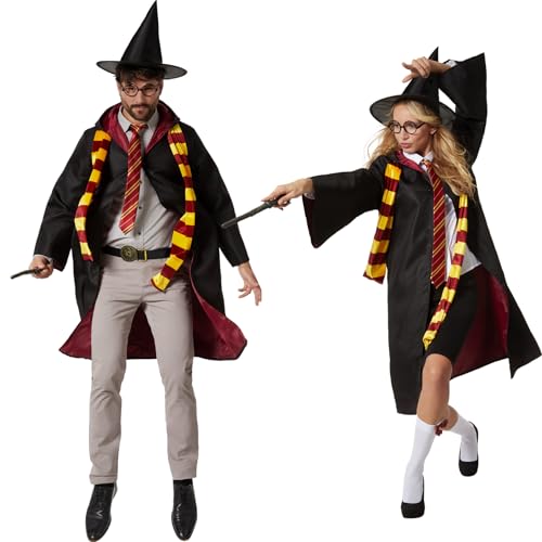 dressforfun Unisexkostüm Zauberlehrling, Kostüm Fasching, Zauberer Kostüm Damen, Faschingskostüme Männer, Hexenkostüm Damen, Karneval Kostüm Wizard, Partnerkostüme Erwachsene Halloween, Hexenhut - XL von dressforfun