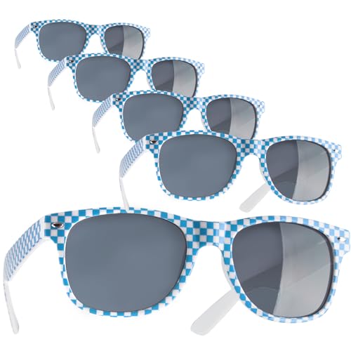 dressforfun retro Brille, Party Sonnenbrille, kariertes Gestell, für 90er Jahre Party, Oktoberfest, Ballermann Mottopartys, Fotobox Accessoires, Festival Gadget, JGA Zubehör - blau/weiß, 5er Set dressforfun retro Brille, Party Sonnenbrille, kariertes Gestell, für 90er Jahre Party, Oktoberfest, Ballermann Mottopartys, Fotobox Accessoires, Festival Gadget, JGA Zubehör - blau/weiß, 5er Set von dressforfun