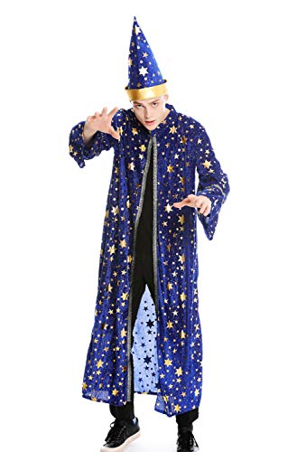 dressmeup DRESS ME UP - M-0132 Kostüm Herren Männer Robe Umhang Hut Zauberer Magier Wizard Gr. M/L von dressmeup