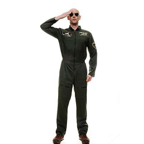 dressmeup DRESS ME UP - L217/ML/M-0052 Kostüm Herren Herrenkostüm Pilot Kampfpilot Overall Airforce Größe M/L von dressmeup