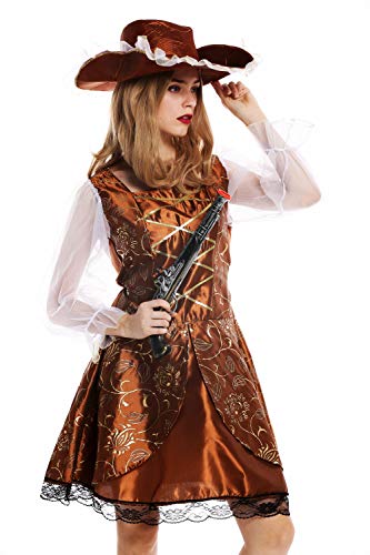 dressmeup W-0041-M/L Kostüm Kleid Hut Damen Frauen Karneval Halloween edle Barock Piratin Seeräuberin Gr. M/L von dressmeup