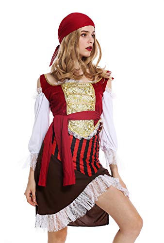 dressmeup W-0081 Kostüm Damen Frauen Karneval Halloween Piratin Piratenbraut Seeräuberin Gr. S von dressmeup