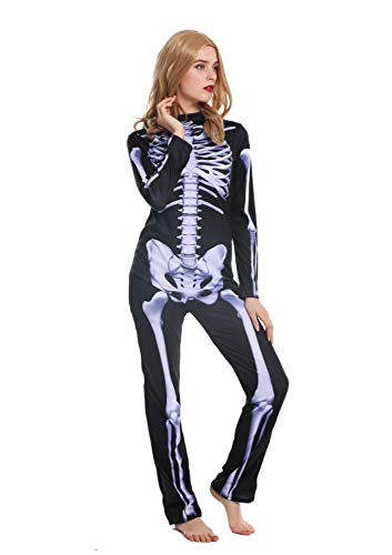 dressmeup W-0215 Kostüm Damen Frauen Halloween Karneval Skelett Knochengerippe Gespenst M von dressmeup