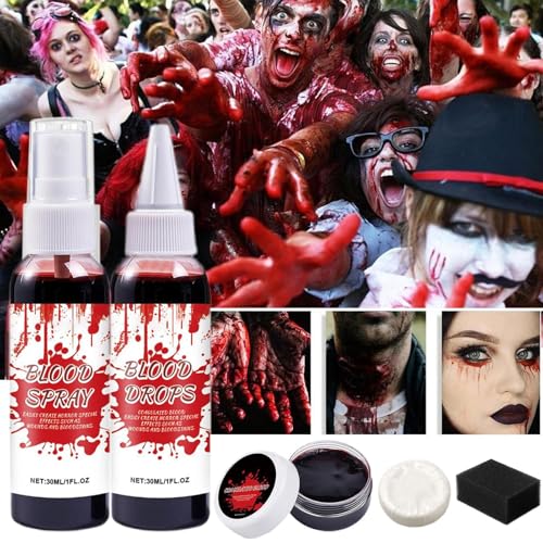 driattie Halloween Künstliches Blut Schmink Set,Realistische Rote Falschblut Sprühflasche Mit Reinigungsseife | Abwaschbare Kostüm Accessoires Für Cosplay Rollenspiel Bühnenauftritt Motto Party Foto driattie Halloween Künstliches Blut Schmink Set,Realistische Rote Falschblut Sprühflasche Mit Reinigungsseife | Abwaschbare Kostüm Accessoires Für Cosplay Rollenspiel Bühnenauftritt Motto Party Foto von driattie