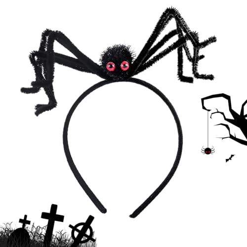 driattie Halloween Spinnen Stirnband - Plüschiges Gruseliges Schwarzes Spinnen Haarband,Lustiges Kopfaccessoire Haarspange Kostüm Für Erwachsene Kinder Tanzparty Themen Events von driattie