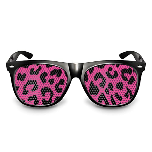 drucksda Partybrille/Funbrille mit Design LEOPARD in PINK - Die Original lustige Brille für Fasching/Karneval, Festival, JGA - Funbrille für dein Leoparden Kostüm (Pink Lepard) von drucksda