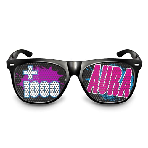 drucksda Partybrille mit Design AURA 1000+ - Die Original lustige Brille für Fasching/Karneval, Festival, JGA - Funbrille für dein Jugendkostüm (+1000 Aura) von drucksda