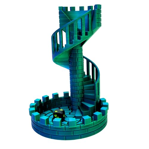 drunkLY - 3D Würfelturm für das perfekte Würfelerlebnis, perfekt für RPG, Miniaturspiele und Brettspiele, mit Würfel - Geschnek Idee (Metallic grün/blau) von drunkLY