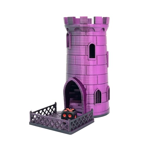 drunkLY - 3D Würfelturm für das perfekte Würfelerlebnis, perfekt für RPG, Miniaturspiele und Brettspiele, mit Würfel und Aufbewahrungsbeutel - Geschnek Idee (Metallic Lilla/schwarz) von drunkLY