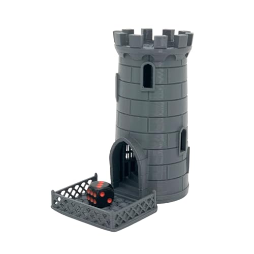 drunkLY - 3D Würfelturm für das perfekte Würfelerlebnis, perfekt für RPG, Miniaturspiele und Brettspiele, mit Würfel und Aufbewahrungsbeutel - Geschnek Idee (grau) von drunkLY