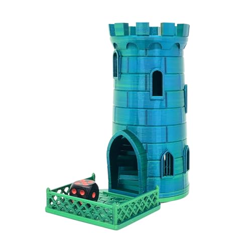 drunkLY - 3D Würfelturm für das perfekte Würfelerlebnis, perfekt für RPG, Miniaturspiele und Brettspiele, mit Würfel und Aufbewahrungsbeutel - Geschnek Idee (Metallic grün/blau) von drunkLY