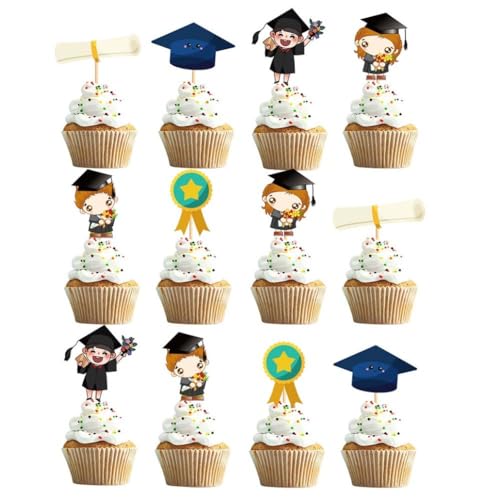 Multi-Eltem-Party-Bevorzugung Packungen 2023 Abschluss Cupcake Toppers Klasse von 2023 Cake Picks Abschlussfeier 12pcs 2 von dsbdrki