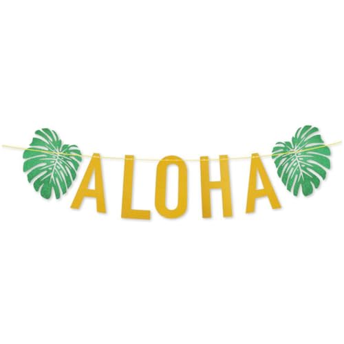 dsbdrki Aloha Banner Hawaii Tiki Dekoration mit Schildkrötenblatt Gold Glitter für die Sommerstrandparty von dsbdrki