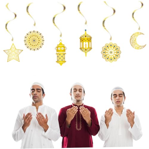 dsbdrki Banner Ramadan Garland Eid Dekoration Gold Moon Stars Lantern Hanging Wirbel Islam Party Dekor 6pcs von dsbdrki
