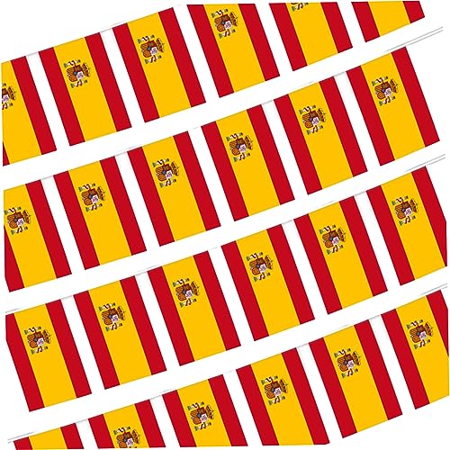 dsbdrki Banners Spanische Flagge 4PCS 33 Fuß Spanienflagge mit 38 Flaggen Quadratische spanische Dekorationen UV Fade Resistant Amme Fahnen Doppelgenähte Zeltflagge von dsbdrki