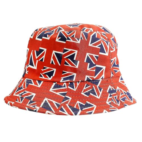 dsbdrki Eimerhut für Männer und Frauen König Charles Krönung Britische Hut Union UK Flagge Muster Unisex Eimer Hut für Charles Coronation Party B von dsbdrki