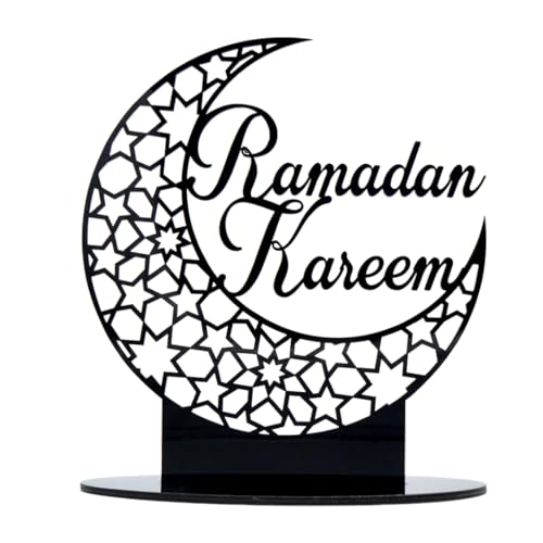 dsbdrki Mittelstücke Eid Mubarak Ornament Acryl Ramadan Tischdekoration Mond hohles muslimisches Tischzeichen Schwarz von dsbdrki