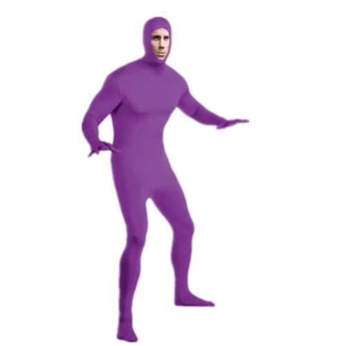 duaicnvow Halloween-Kostüme für Erwachsene, Damen, Herren, Zentai-Anzug, Unisex, lustig, offenes Gesicht, Ganzkörper-Anzug, Stretch, Spandex, einfarbig, Einteiler für Cosplay, Party von duaicnvow