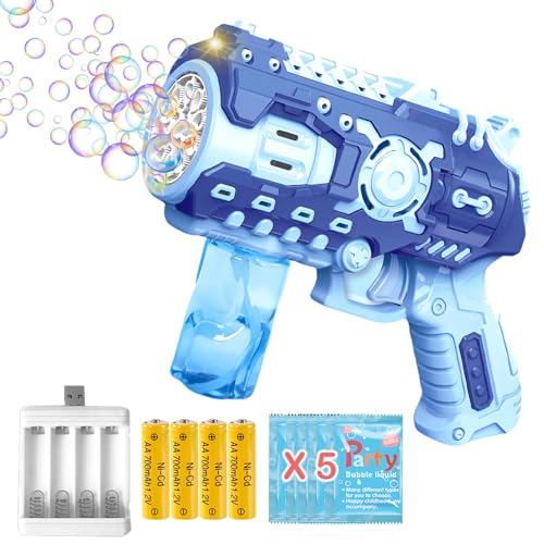 Seifenblasenmaschine Seifenblasenpistole Wiederaufladbar für Kinder mit 5X Seifenblasen Nachfüllflasche Blau Seifenblasenmaschine Seifenblasenpistole Wiederaufladbar für Kinder mit 5X Seifenblasen Nachfüllflasche Blau von duoleey