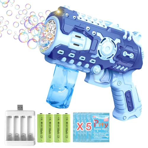 Seifenblasenpistole Seifenblasenmaschine Wiederaufladbar für Kinder mit 5X Seifenblasen Nachfüllflasche Blue Seifenblasenpistole Seifenblasenmaschine Wiederaufladbar für Kinder mit 5X Seifenblasen Nachfüllflasche Blue von duoleey