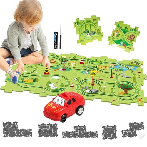 Auto Spielzeug Autorennbahn Spielzeugauto DIY-Puzzlebahn für Kinderspielzeug DIY-Route Cars Spielzeug Geschenkspiele für Kinder Spielzeug ab 2 3 4 5 6 Jahren (Land) von duoleey