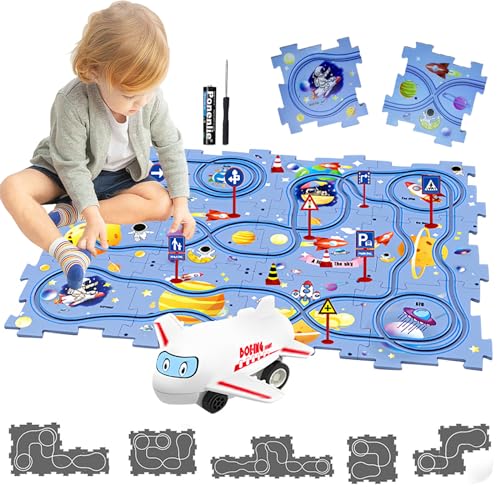duoleey Auto Spielzeug Autorennbahn Spielzeugauto 12pcs DIY-Puzzlebahn für Kinderspielzeug DIY-Route Cars Spielzeug Geschenkspiele für Kinder Spielzeug ab 2 3 4 5 6 Jahren (Raum) von duoleey