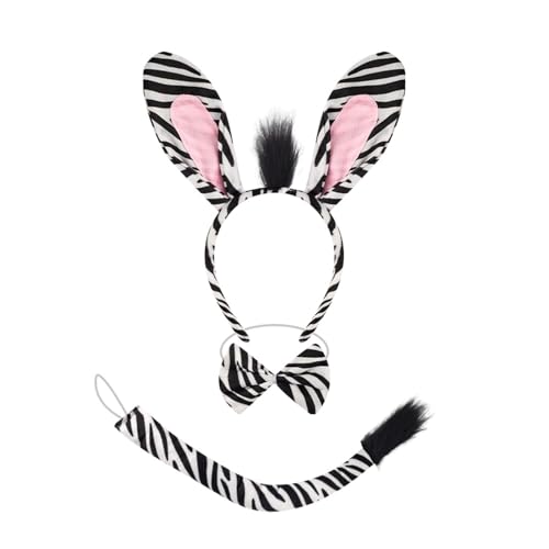 dwxnauixl 3 teiliges Set mit Zebra Motiv, dreiteiliges Set für Kinderpartys, Stirnband, Fliege, Maske, Make up Stirnband, Tierstirnbänder, A dwxnauixl 3 teiliges Set mit Zebra Motiv, dreiteiliges Set für Kinderpartys, Stirnband, Fliege, Maske, Make up Stirnband, Tierstirnbänder, A von dwxnauixl
