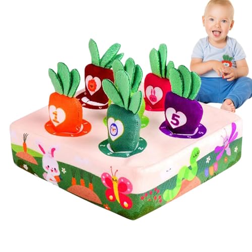 dzqad Karottenspiel für Kleinkinder - Gefülltes -Spielzeug Karotten-Ernte-Spiel - Plüsch-Lernspielzeug für Kleinkinder im Alter von 1 bis 3 Jahren, und Mädchen, Formsortierung passender von dzqad