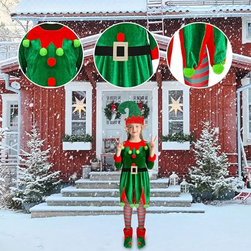 dzqad Lustige Weihnachtskostüme - Weihnachtskostüm Set | Partykleid Karneval Maskenball Verkleidung Für Erwachsene Männer Frauen Kinder Mädchen Auftritt von dzqad