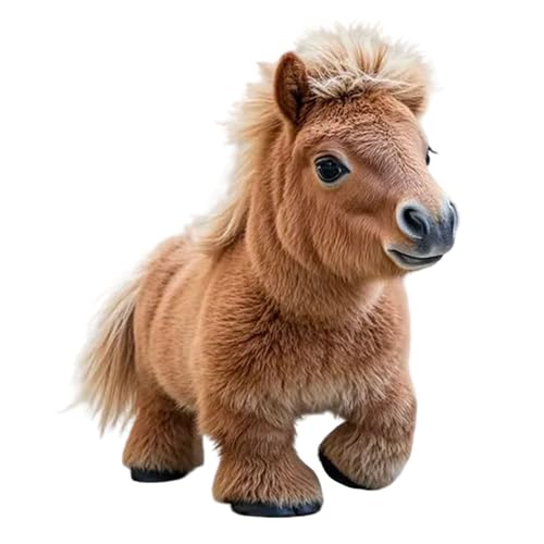 dzqad Roboterpony Spazieren, RoboterP Ferd Für Kinder, Roboterpferdspielzeug, Pferdespielzeug, Pädagogische Realistische Kinder Weiche Roboter -Haustier Zum, B raun von dzqad